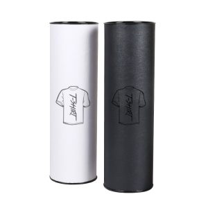 Metal Top Lid and Bottom Customize Paper Tube Packaging For T-shirt